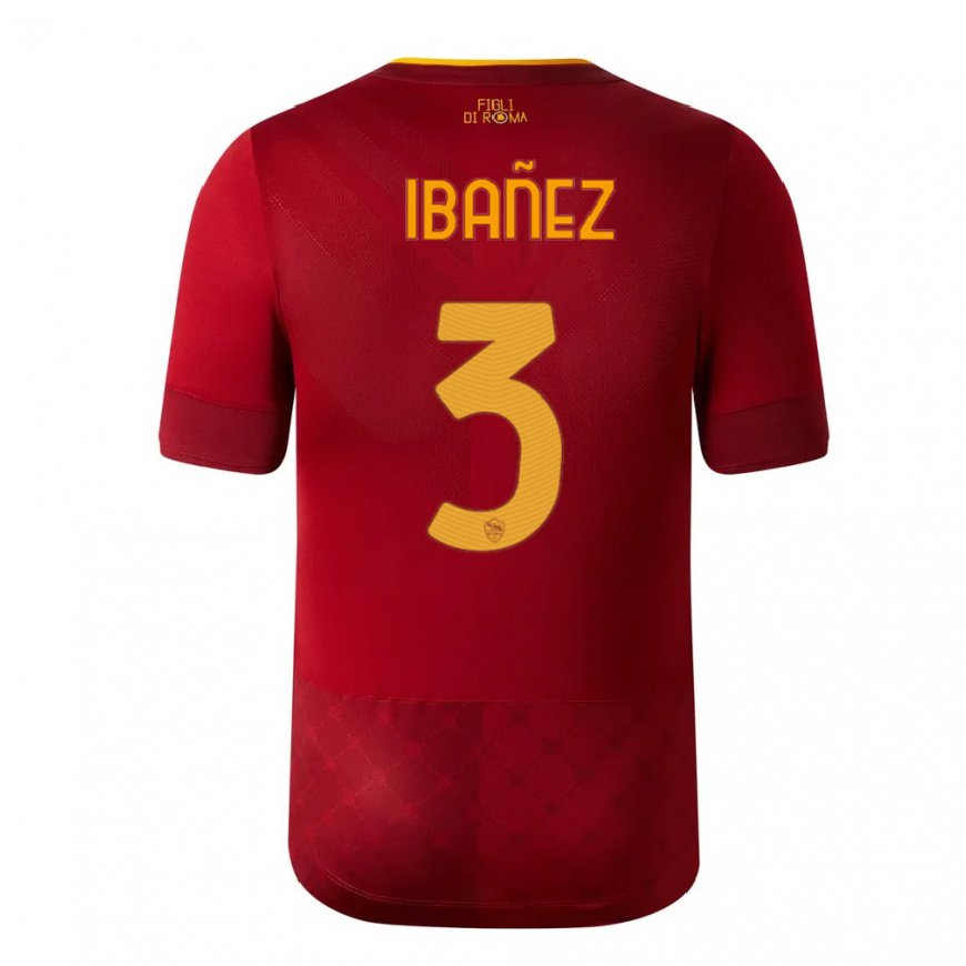 Kandiny Enfant Maillot Roger Ibanez #3 Brun Rouge Tenues Domicile 2022/23 T-shirt