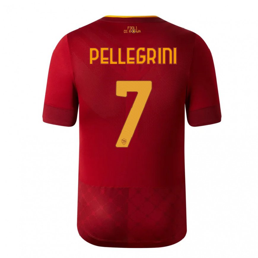 Kandiny Enfant Maillot Lorenzo Pellegrini #7 Brun Rouge Tenues Domicile 2022/23 T-shirt