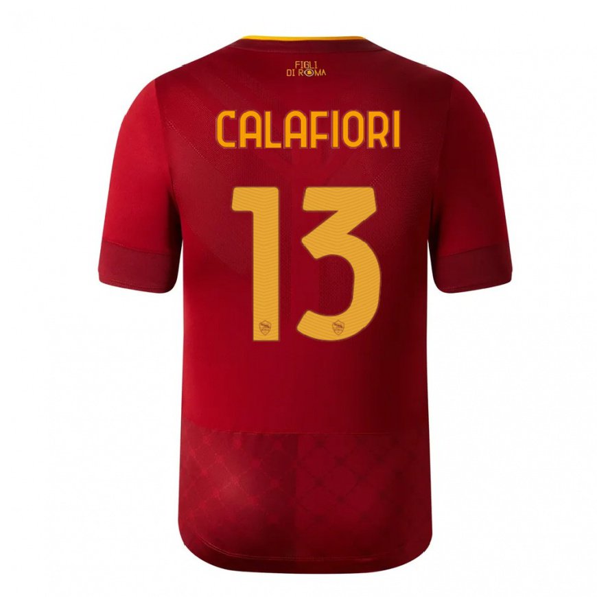 Kandiny Enfant Maillot Riccardo Calafiori #13 Brun Rouge Tenues Domicile 2022/23 T-shirt