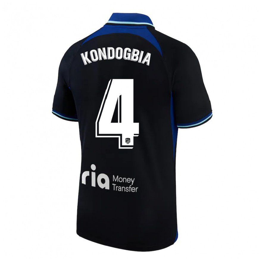 Kandiny Homme Maillot Geoffrey Kondogbia #4 Noir Blanc Bleu Tenues Extérieur 2022/23 T-Shirt