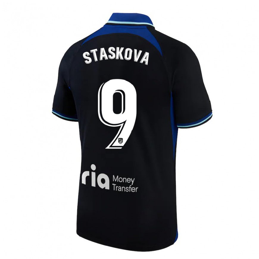Kandiny Homme Maillot Andrea Staskova #9 Noir Blanc Bleu Tenues Extérieur 2022/23 T-Shirt