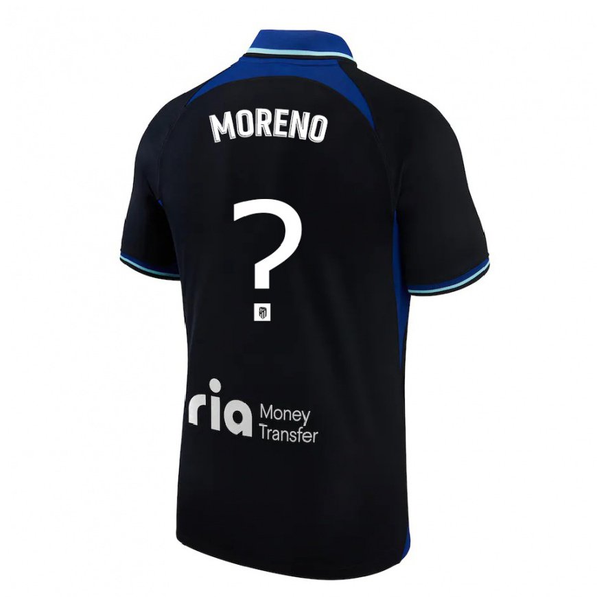 Kandiny Homme Maillot Marco Moreno #0 Noir Blanc Bleu Tenues Extérieur 2022/23 T-Shirt
