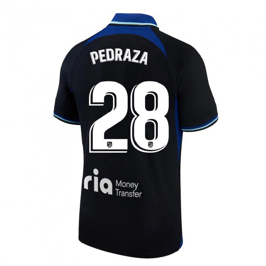 Kandiny Homme Maillot Alfredo Pedraza #28 Noir Blanc Bleu Tenues Extérieur 2022/23 T-Shirt
