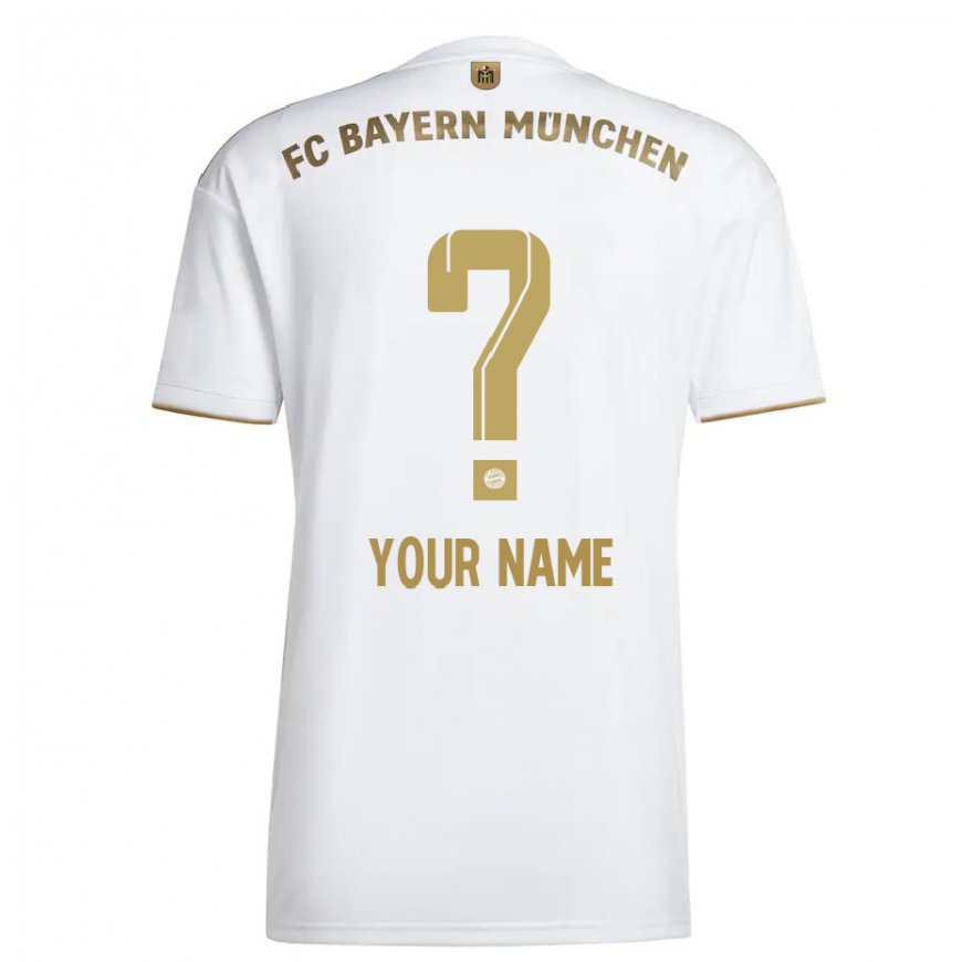 Kandiny Homme Maillot Votre Nom #0 Blanc Or Tenues Extérieur 2022/23 T-Shirt
