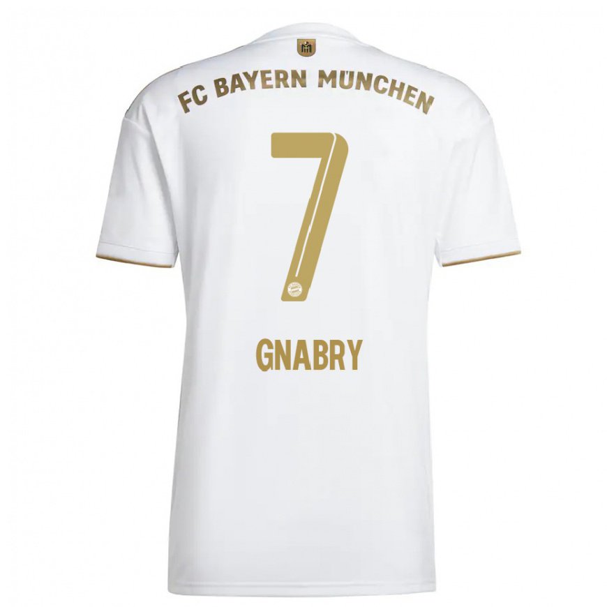 Kandiny Homme Maillot Serge Gnabry #7 Blanc Or Tenues Extérieur 2022/23 T-Shirt