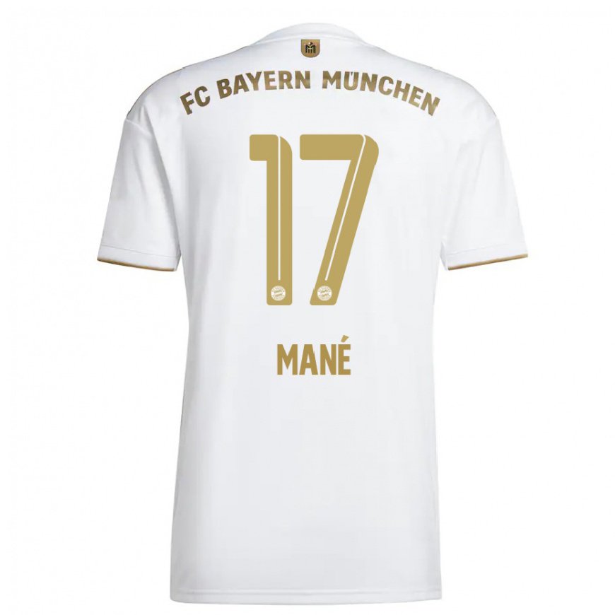 Kandiny Homme Maillot Sadio Mane #17 Blanc Or Tenues Extérieur 2022/23 T-shirt
