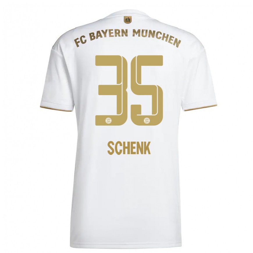 Kandiny Homme Maillot Johannes Schenk #35 Blanc Or Tenues Extérieur 2022/23 T-Shirt