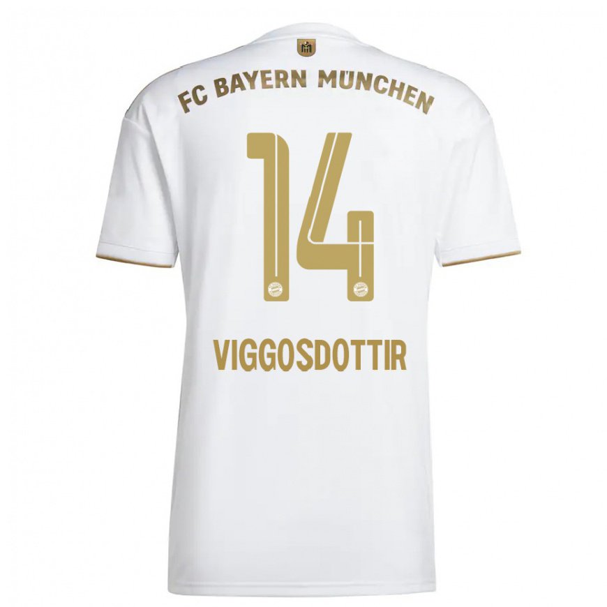 Kandiny Homme Maillot Glodis Perla Viggosdottir #14 Blanc Or Tenues Extérieur 2022/23 T-Shirt