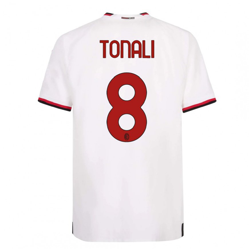 Kandiny Homme Maillot Sandro Tonali #8 Blanc Rouge Tenues Extérieur 2022/23 T-Shirt