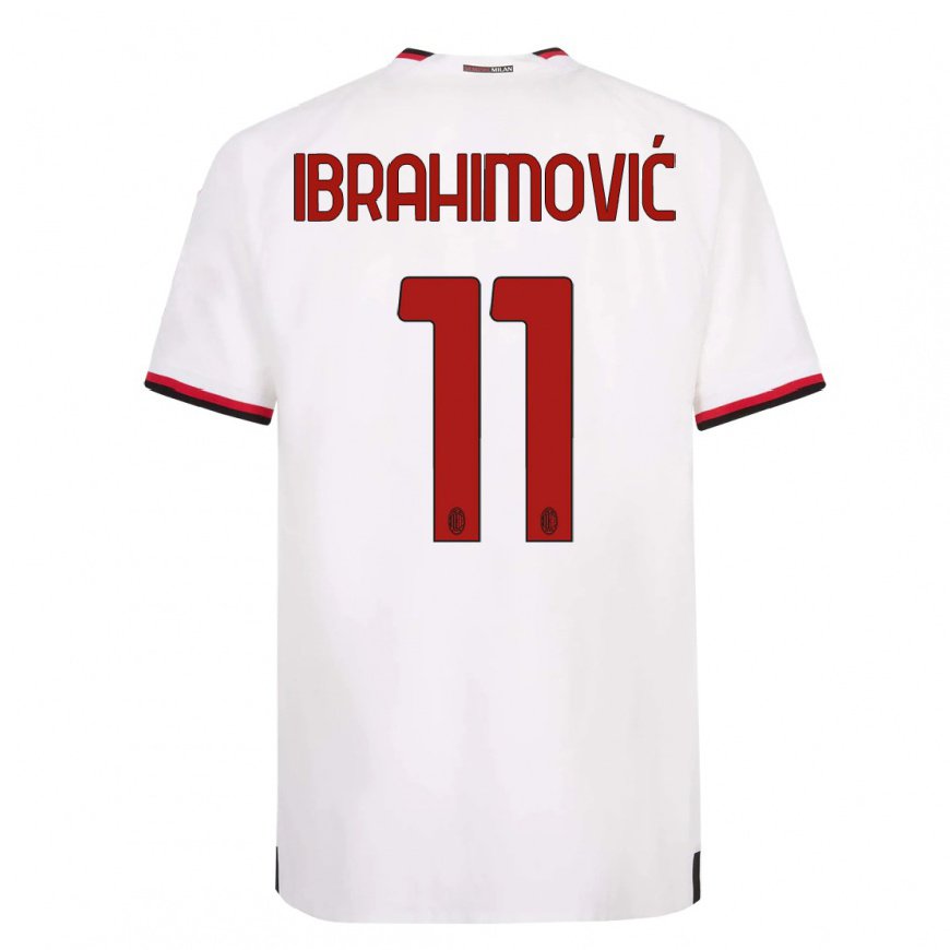 Kandiny Homme Maillot Zlatan Ibrahimovic #11 Blanc Rouge Tenues Extérieur 2022/23 T-Shirt