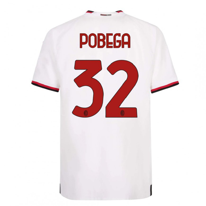 Kandiny Homme Maillot Tommaso Pobega #32 Blanc Rouge Tenues Extérieur 2022/23 T-Shirt