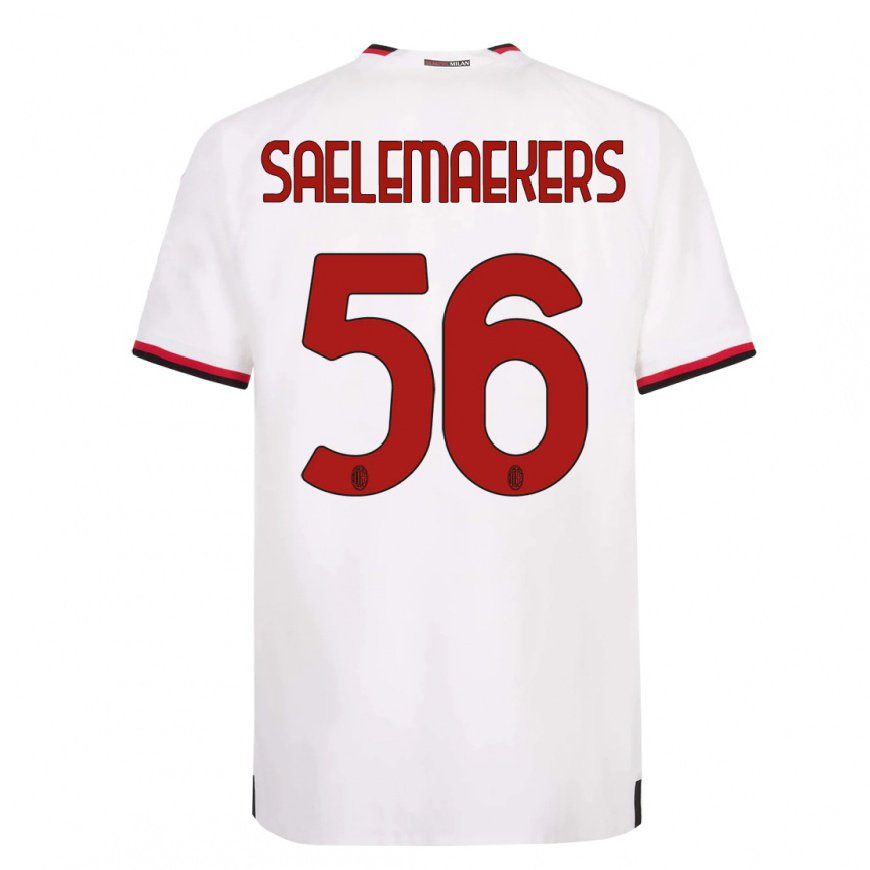 Kandiny Homme Maillot Alexis Saelemaekers #56 Blanc Rouge Tenues Extérieur 2022/23 T-Shirt