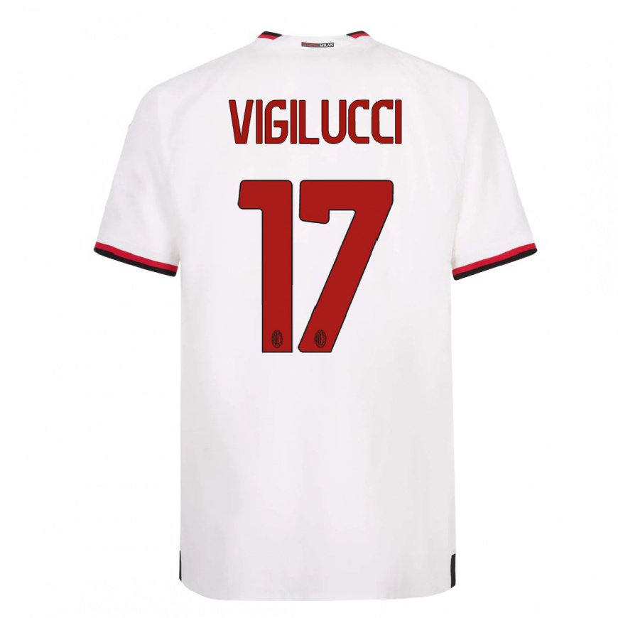 Kandiny Homme Maillot Valery Vigilucci #17 Blanc Rouge Tenues Extérieur 2022/23 T-Shirt