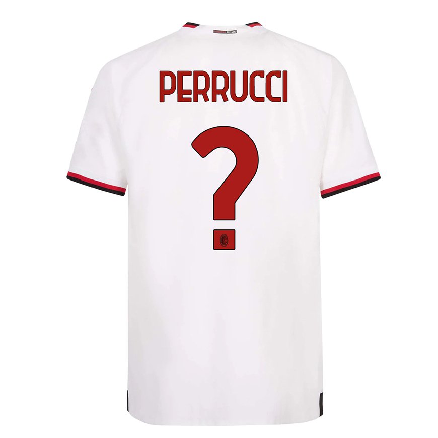 Kandiny Homme Maillot Vincenzo Perrucci #0 Blanc Rouge Tenues Extérieur 2022/23 T-Shirt