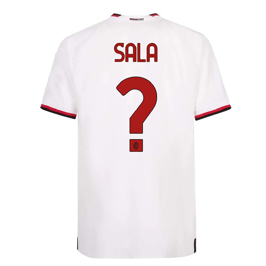Kandiny Homme Maillot Mattia Sala #0 Blanc Rouge Tenues Extérieur 2022/23 T-Shirt