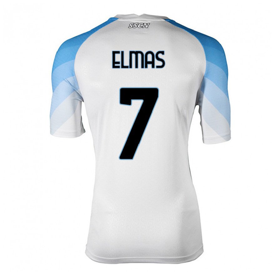 Kandiny Homme Maillot Eljif Elmas #7 Blanc Bleu Ciel Tenues Extérieur 2022/23 T-Shirt