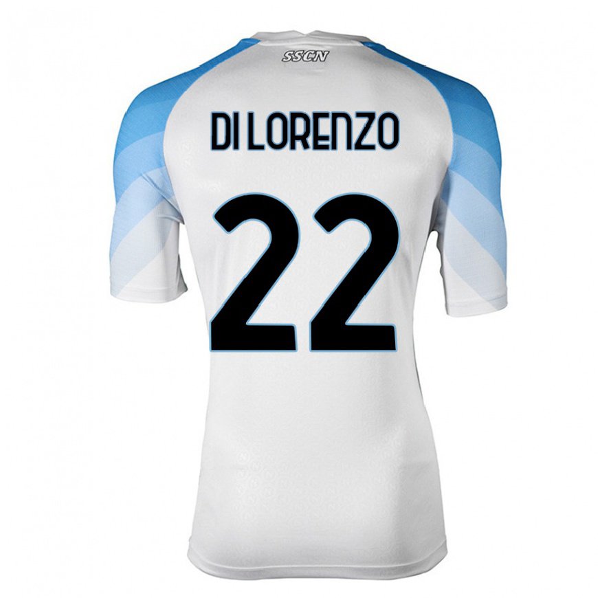 Kandiny Homme Maillot Giovanni Di Lorenzo #22 Blanc Bleu Ciel Tenues Extérieur 2022/23 T-Shirt