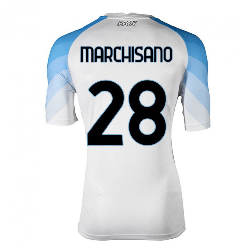 Kandiny Homme Maillot Matteo Marchisano #28 Blanc Bleu Ciel Tenues Extérieur 2022/23 T-Shirt