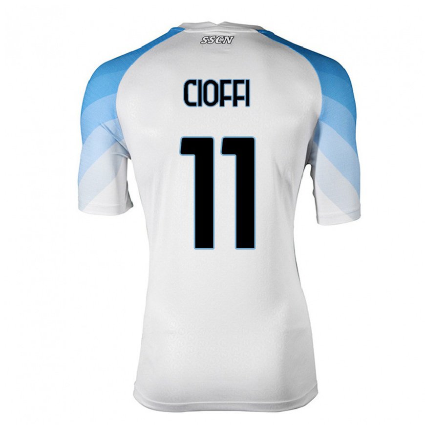 Kandiny Homme Maillot Antonio Cioffi #11 Blanc Bleu Ciel Tenues Extérieur 2022/23 T-Shirt