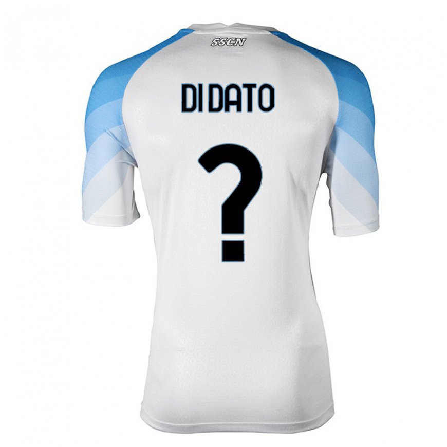 Kandiny Homme Maillot Vincenzo Di Dato #0 Blanc Bleu Ciel Tenues Extérieur 2022/23 T-Shirt