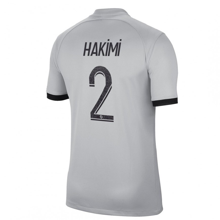 Kandiny Homme Maillot Achraf Hakimi #2 Gris Tenues Extérieur 2022/23 T-Shirt