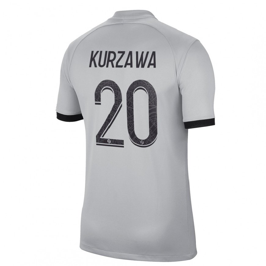 Kandiny Homme Maillot Layvin Kurzawa #20 Gris Tenues Extérieur 2022/23 T-Shirt