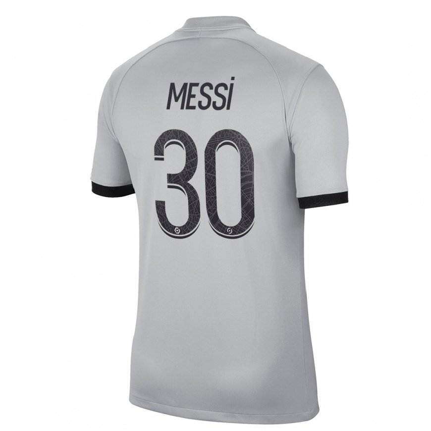Kandiny Homme Maillot Lionel Messi #30 Gris Tenues Extérieur 2022/23 T-Shirt