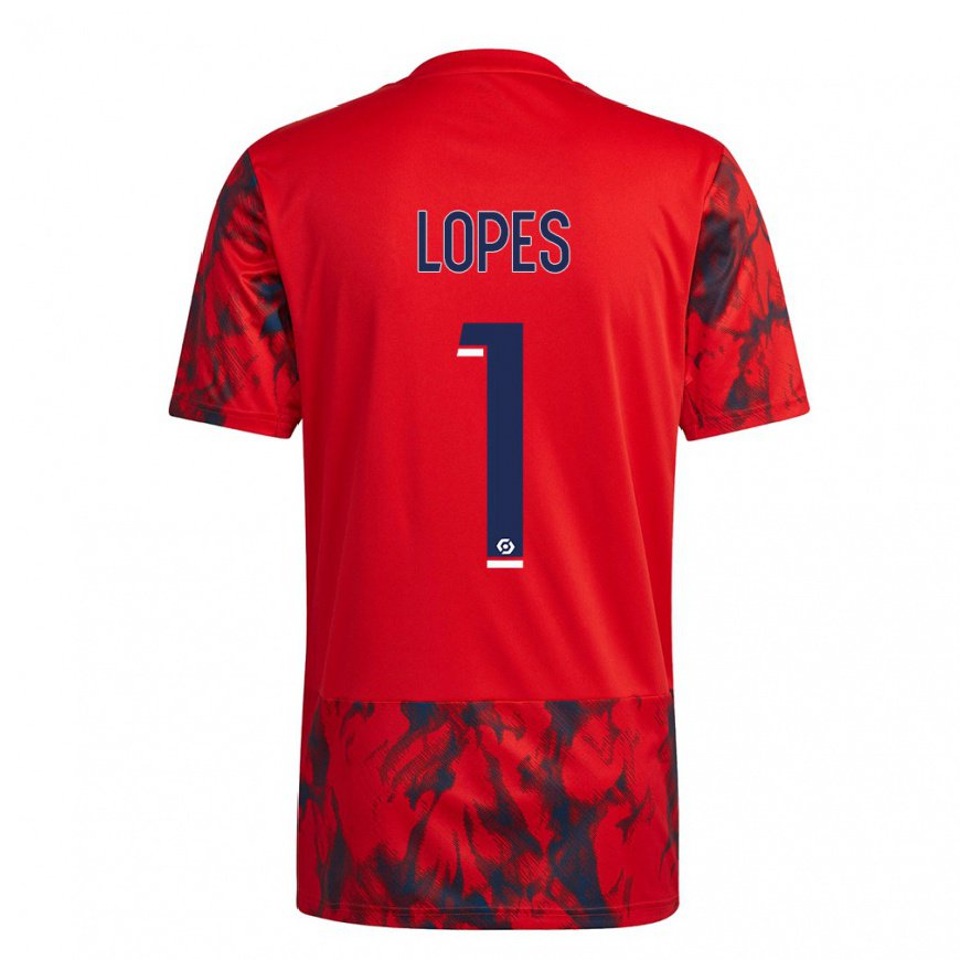 Kandiny Homme Maillot Anthony Lopes #1 Espace Rouge Tenues Extérieur 2022/23 T-Shirt