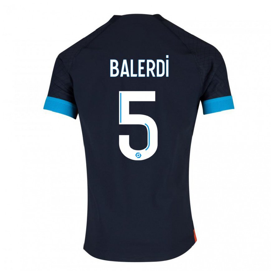 Kandiny Homme Maillot Leonardo Balerdi #5 Olympique Noir Tenues Extérieur 2022/23 T-Shirt