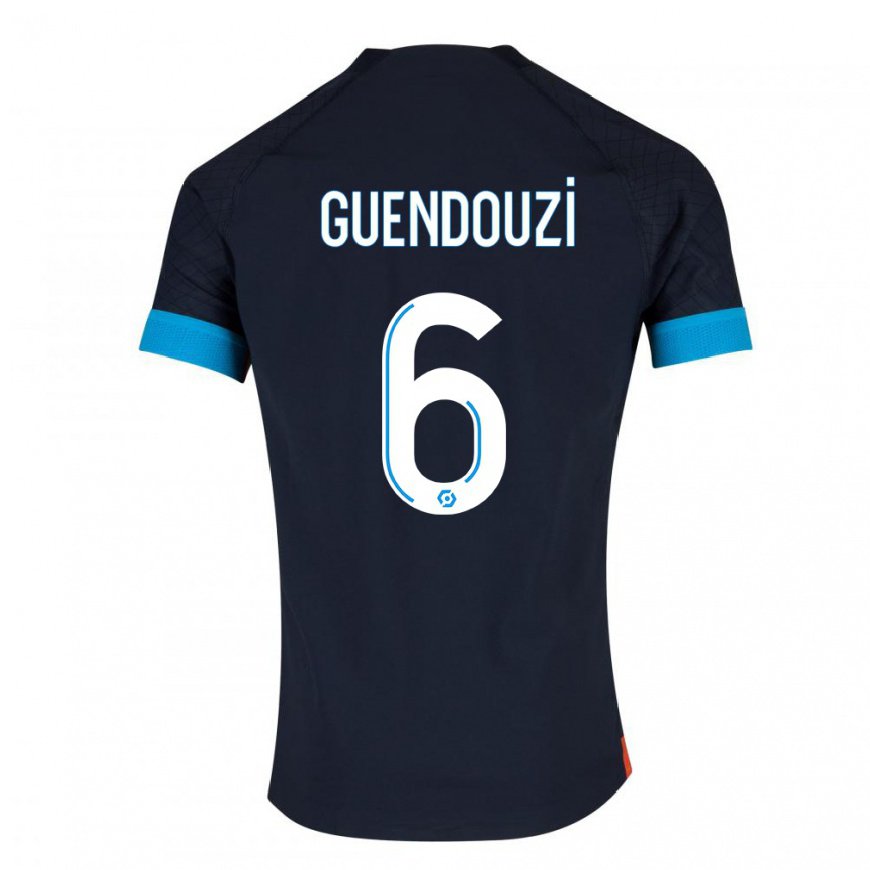 Kandiny Homme Maillot Matteo Guendouzi #6 Olympique Noir Tenues Extérieur 2022/23 T-Shirt
