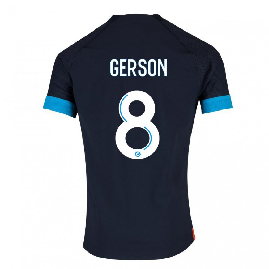Kandiny Homme Maillot Gerson #8 Olympique Noir Tenues Extérieur 2022/23 T-Shirt