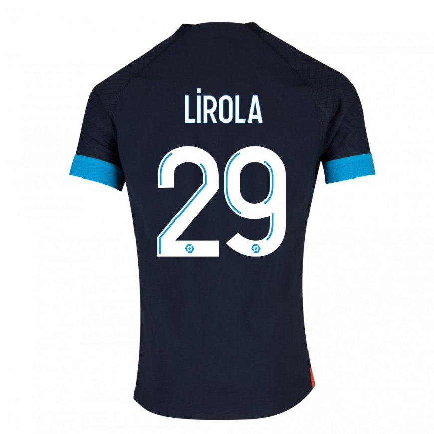 Kandiny Homme Maillot Pol Lirola #29 Olympique Noir Tenues Extérieur 2022/23 T-Shirt