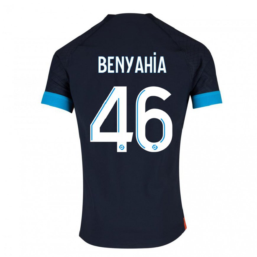 Kandiny Homme Maillot Aylan Benyahia-Tani #46 Olympique Noir Tenues Extérieur 2022/23 T-Shirt