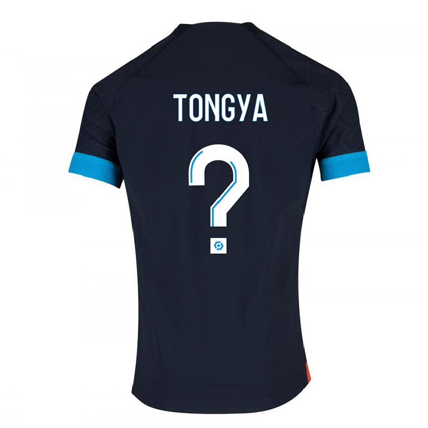 Kandiny Homme Maillot Franco Tongya #0 Olympique Noir Tenues Extérieur 2022/23 T-Shirt