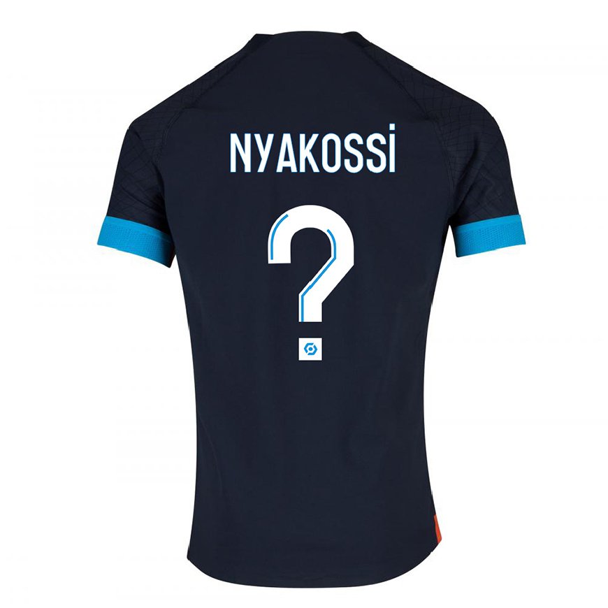 Kandiny Homme Maillot Roggerio Nyakossi #0 Olympique Noir Tenues Extérieur 2022/23 T-Shirt