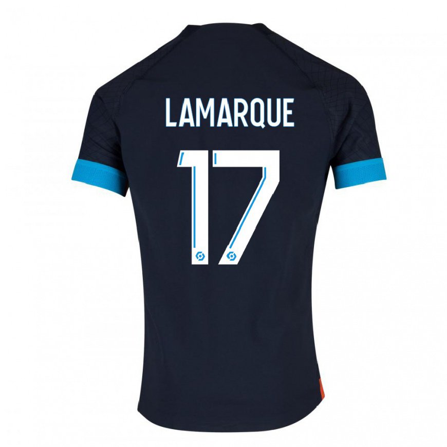 Kandiny Homme Maillot Alais Lamarque #17 Olympique Noir Tenues Extérieur 2022/23 T-Shirt