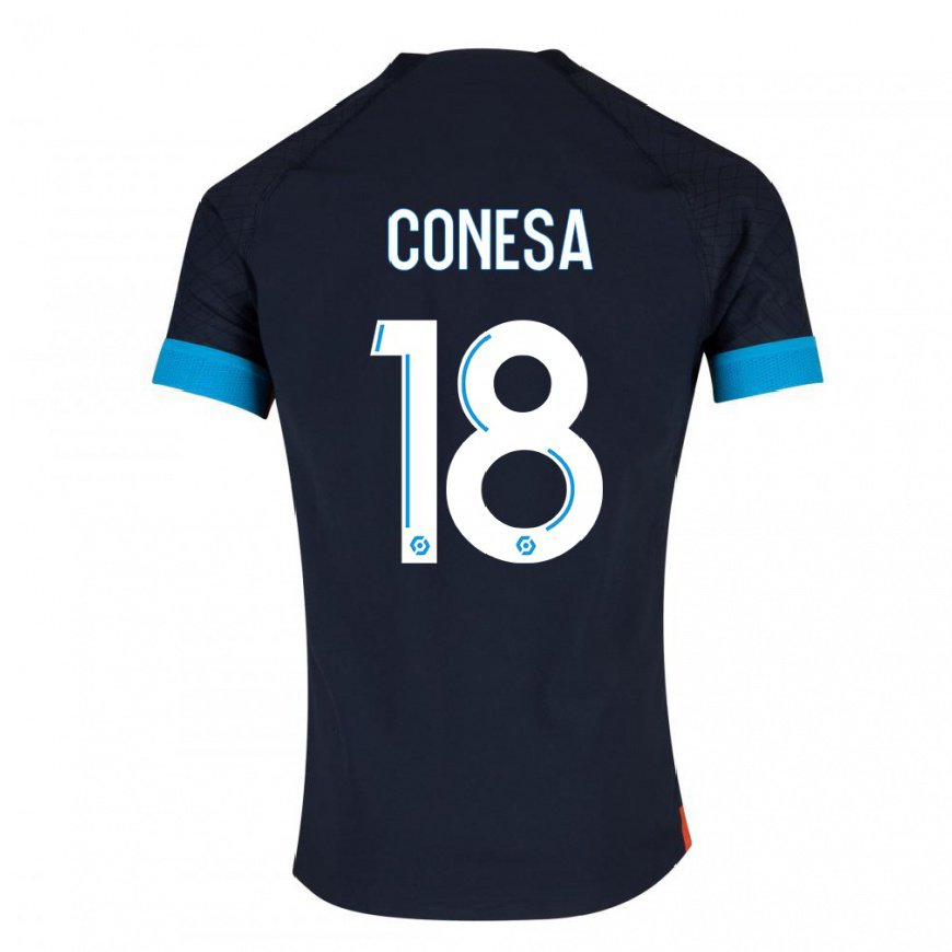 Kandiny Homme Maillot Anna Conesa #18 Olympique Noir Tenues Extérieur 2022/23 T-Shirt