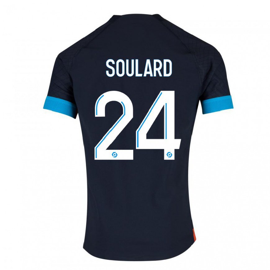 Kandiny Homme Maillot Amandine Soulard #24 Olympique Noir Tenues Extérieur 2022/23 T-Shirt