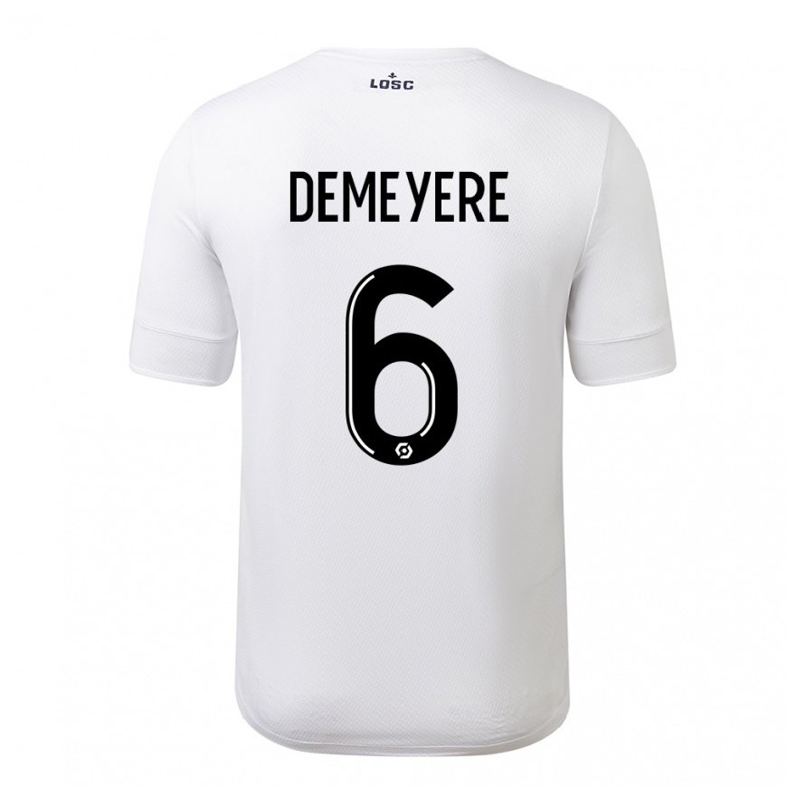 Kandiny Homme Maillot Silke Demeyere #6 Blanc Cramoisi Tenues Extérieur 2022/23 T-Shirt