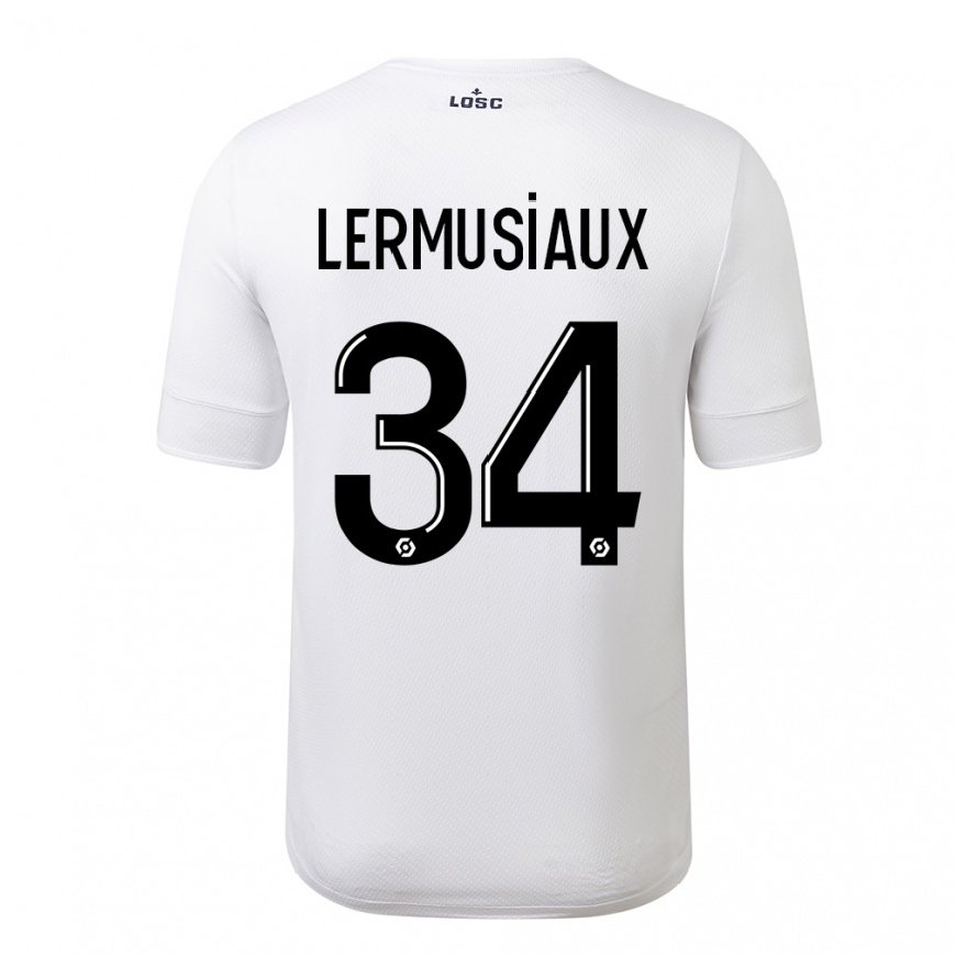 Kandiny Homme Maillot Chrystal Lermusiaux #34 Blanc Cramoisi Tenues Extérieur 2022/23 T-Shirt