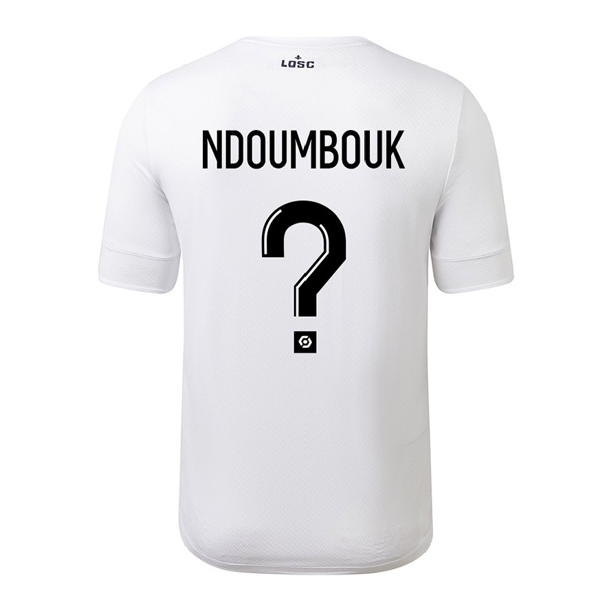 Kandiny Homme Maillot Marlyse Ngo Ndoumbouk #0 Blanc Cramoisi Tenues Extérieur 2022/23 T-Shirt