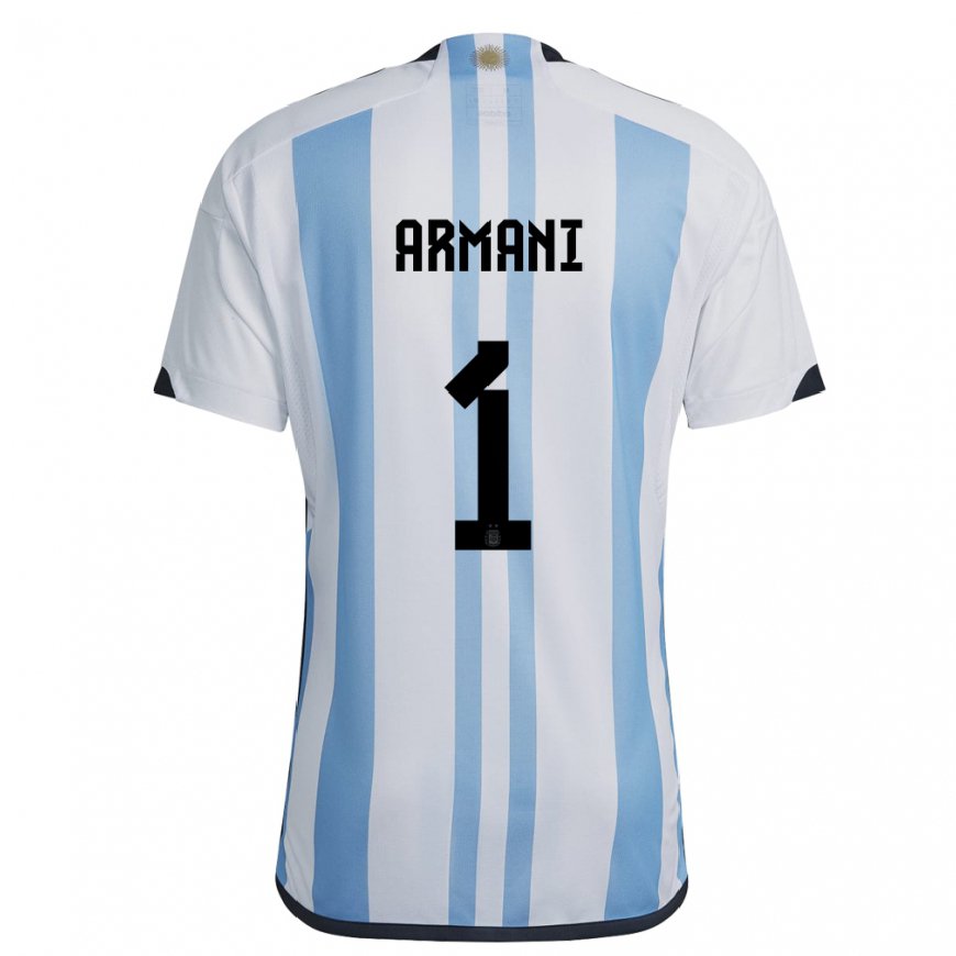 Kandiny Enfant Maillot Argentine Franco Armani #1 Blanc Bleu Ciel Tenues Domicile 22-24 T-shirt