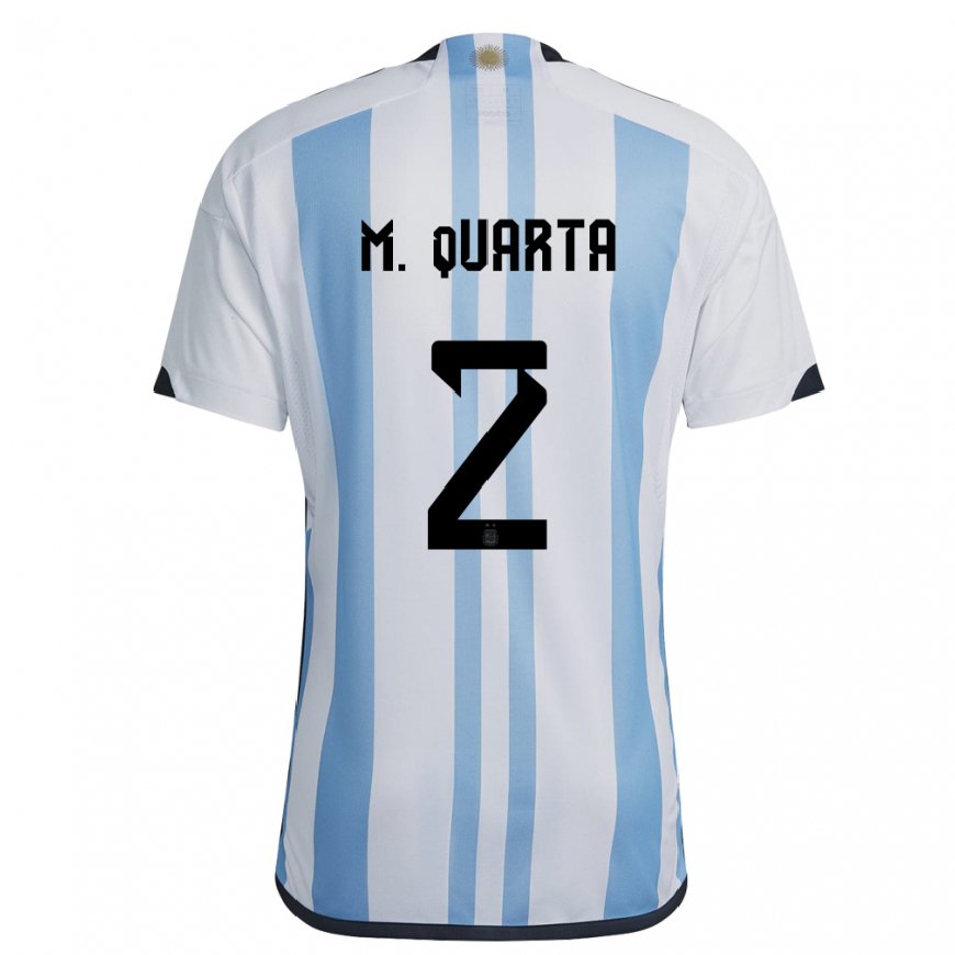Kandiny Enfant Maillot Argentine Lucas Martinez Quarta #2 Blanc Bleu Ciel Tenues Domicile 22-24 T-shirt