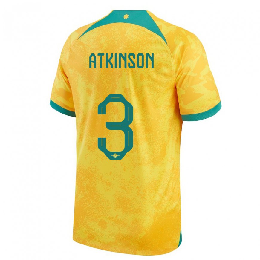 Kandiny Enfant Maillot Australie Nathaniel Atkinson #3 Doré Tenues Domicile 22-24 T-shirt
