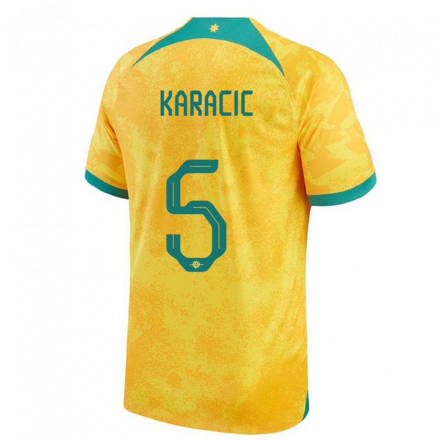 Kandiny Enfant Maillot Australie Fran Karacic #5 Doré Tenues Domicile 22-24 T-shirt