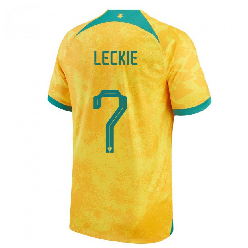 Kandiny Enfant Maillot Australie Mathew Leckie #7 Doré Tenues Domicile 22-24 T-shirt