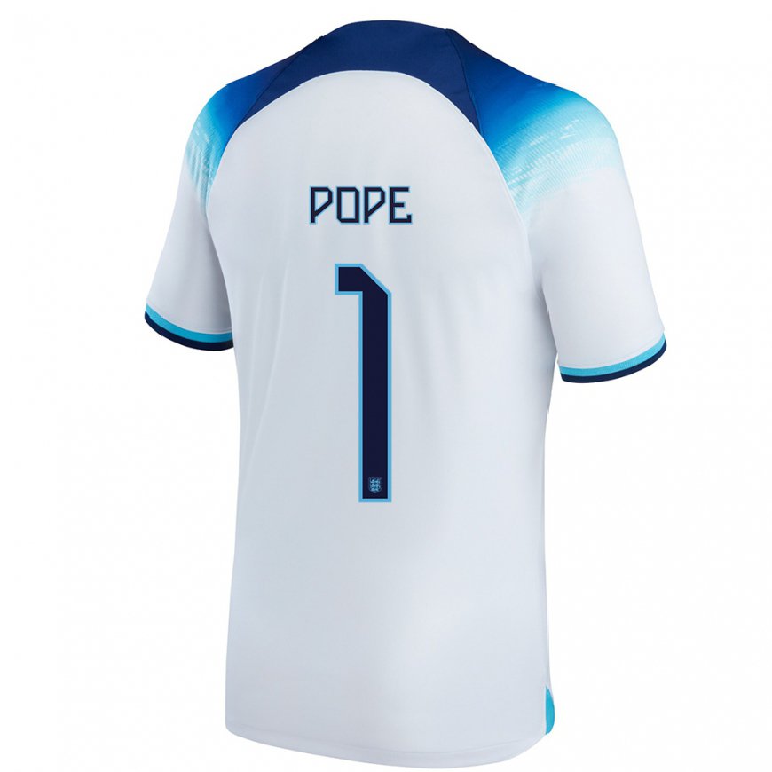 Kandiny Enfant Maillot Angleterre Nick Pope #1 Blanc Bleu Tenues Domicile 22-24 T-shirt