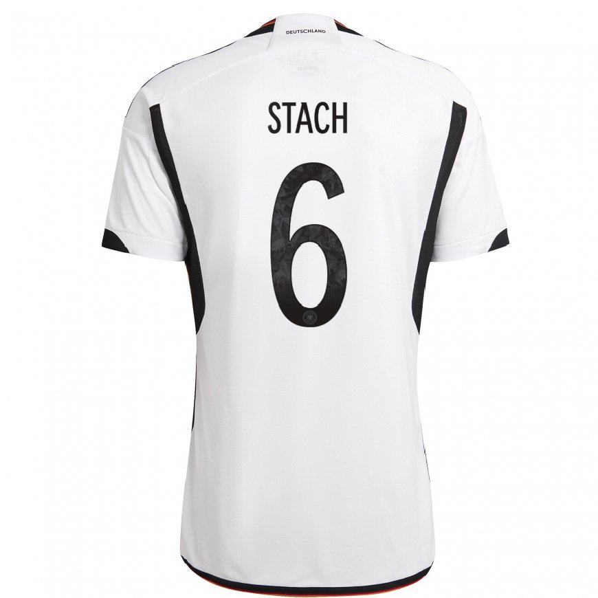 Kandiny Enfant Maillot Allemagne Anton Stach #6 Blanc Noir Tenues Domicile 22-24 T-shirt