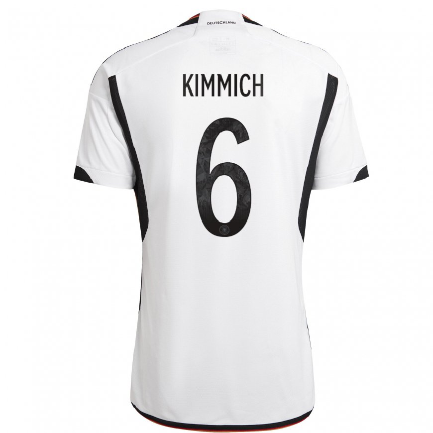 Kandiny Enfant Maillot Allemagne Joshua Kimmich #6 Blanc Noir Tenues Domicile 22-24 T-shirt