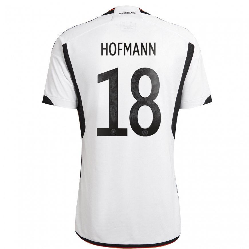 Kandiny Enfant Maillot Allemagne Jonas Hofmann #18 Blanc Noir Tenues Domicile 22-24 T-shirt
